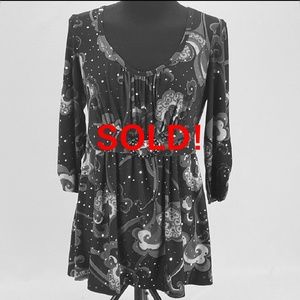 AB Studios Black & Pink w Sequins Top Empire Waist